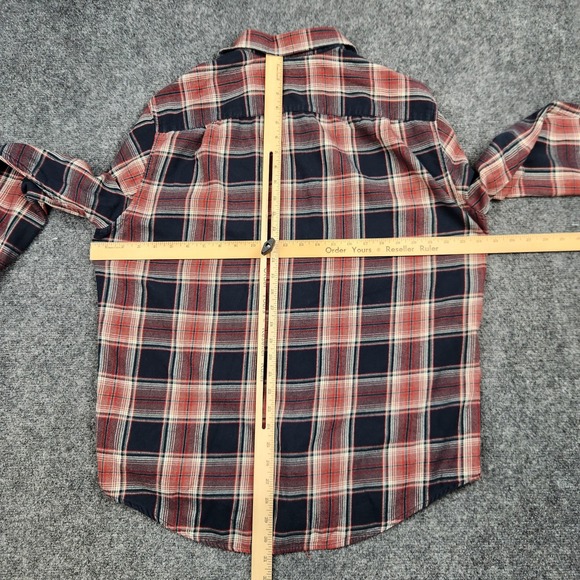 Pendleton Shirt‎ Mens Large Red Navy Plaid Bridger Cotton Wool Flannel Button - Picture 5 of 8